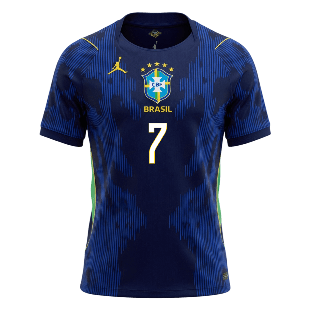 Camiseta de visitante de Brasil VINI JR para hombre, número 7, Copa del Mundo 2026