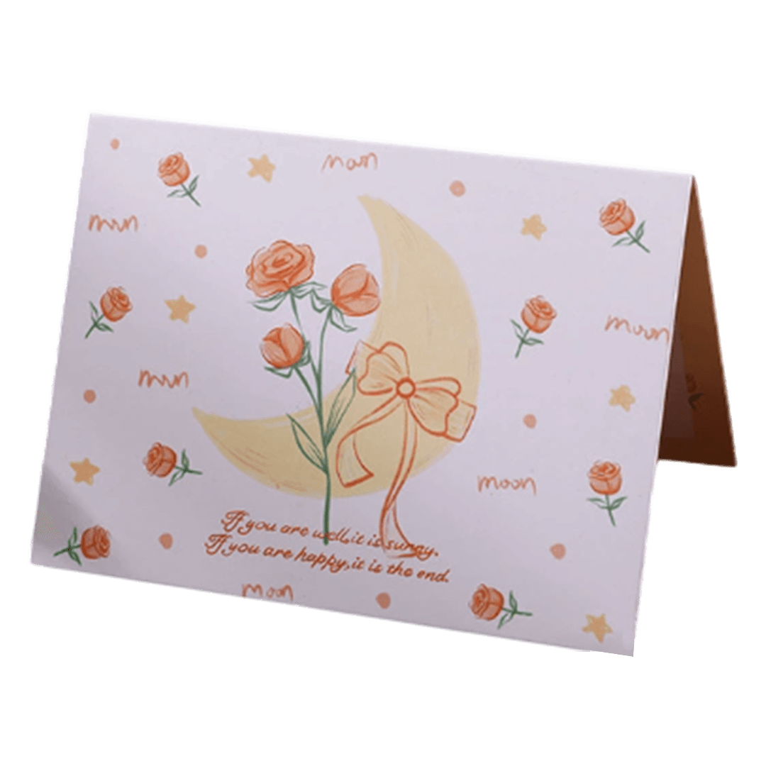 Tarjeta personalizada de San Valentín con diseño de luna rosa amarilla