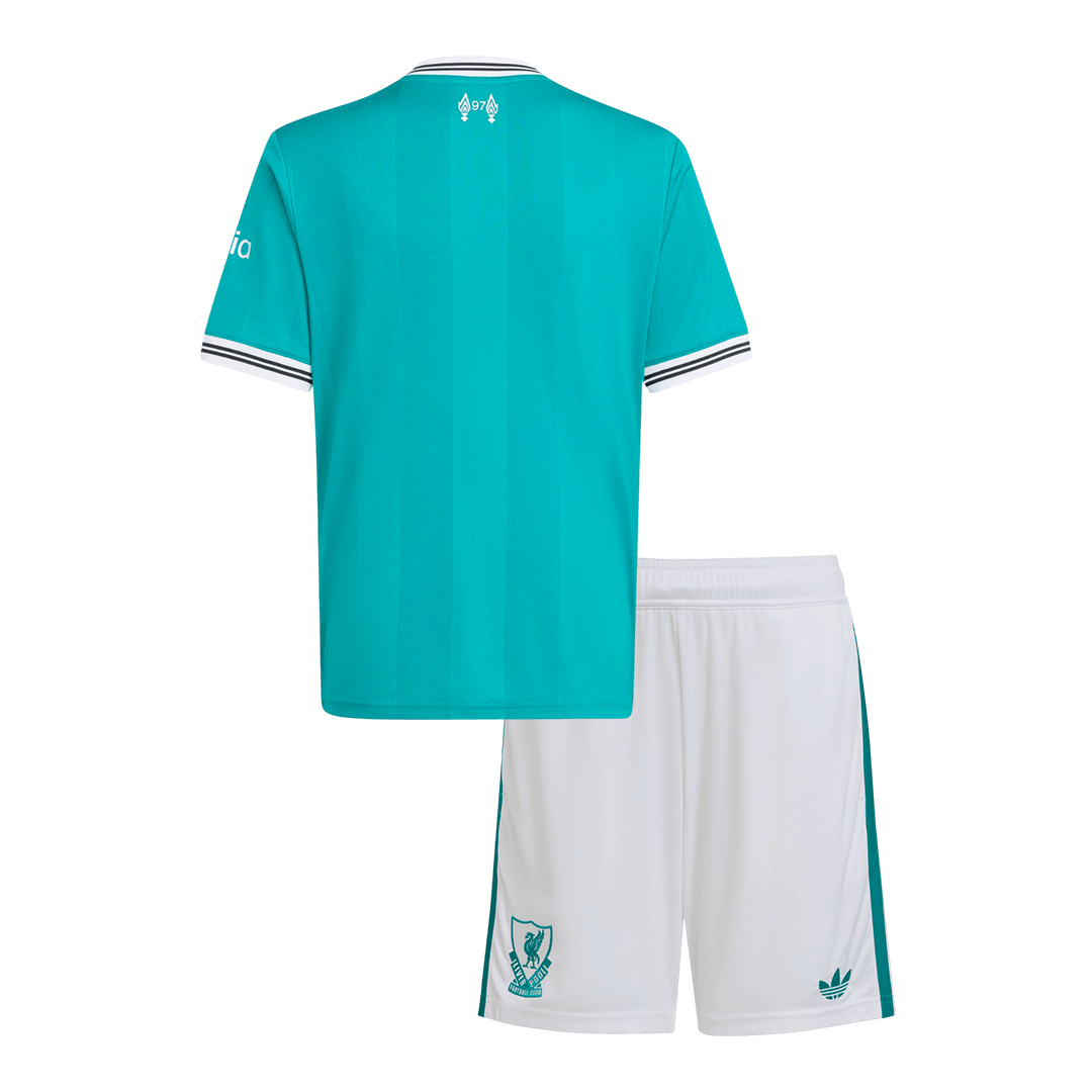 Kit de fútbol visitante del Liverpool para niños (camiseta y pantalón corto) 2025/26