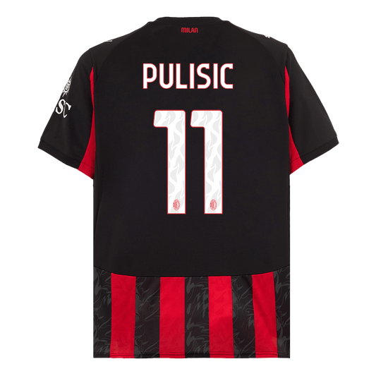 Camiseta de fútbol local PULISIC #11 del AC Milan 2025/26, roja y negra