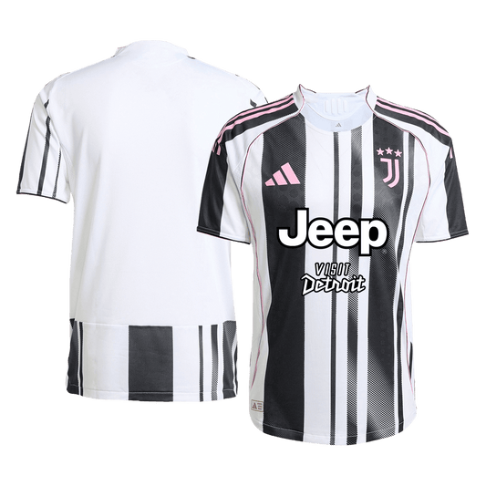 Camiseta de fútbol local auténtica de la Juventus 2025/26 en blanco y negro