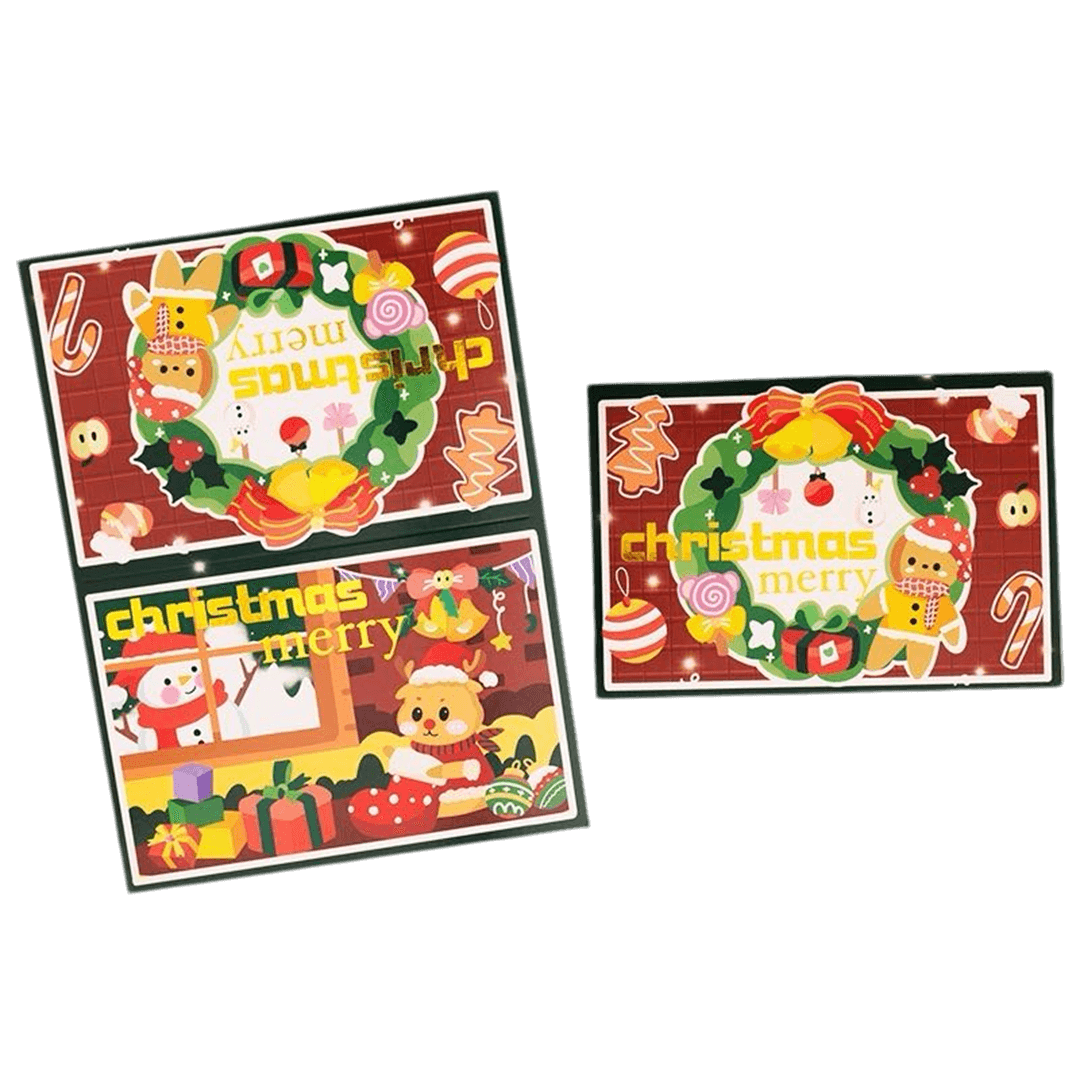 Tarjeta de Navidad personalizada – Corona navideña – Mensaje personalizado