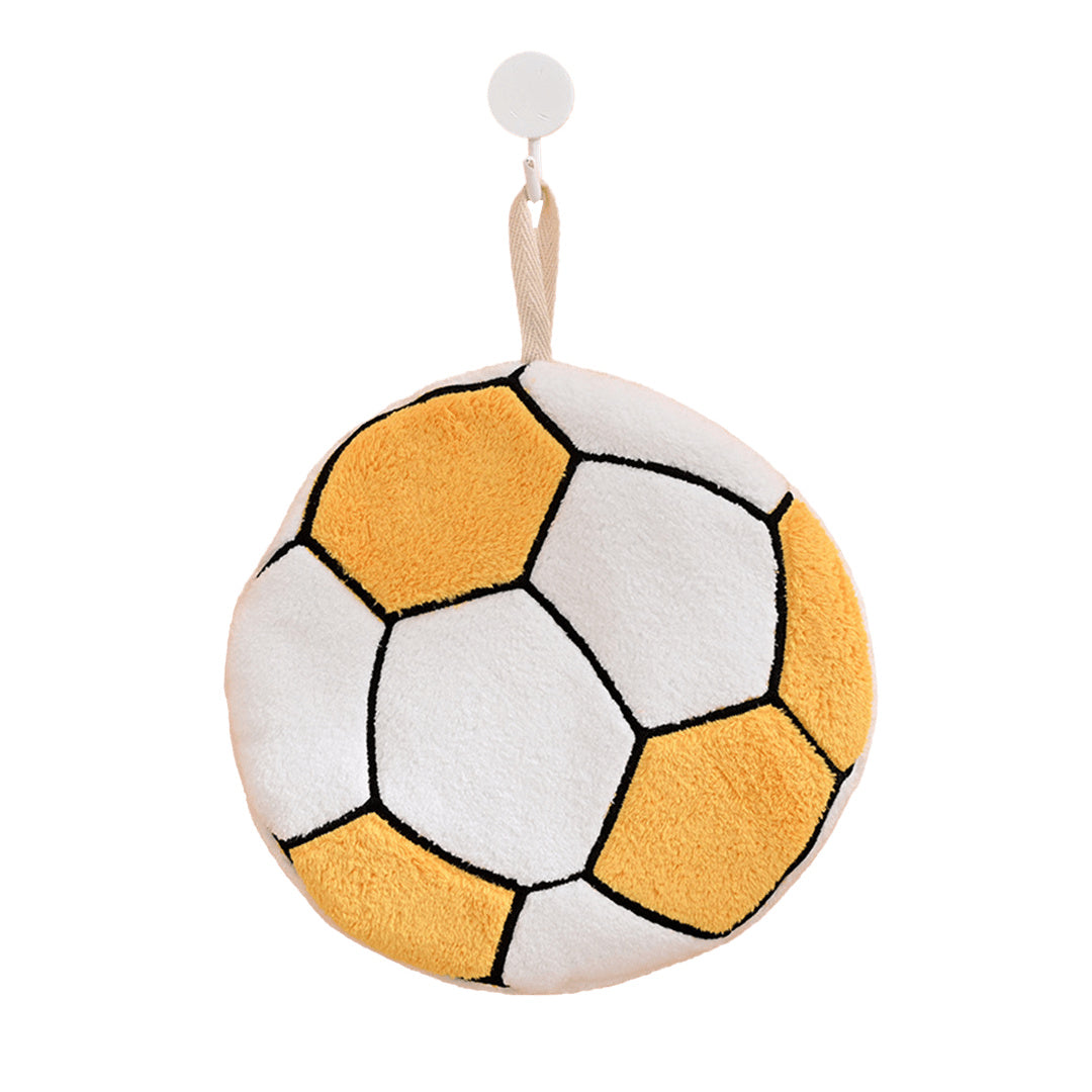Toalla de manos de fútbol de secado rápido de polar coral para colgar en color amarillo