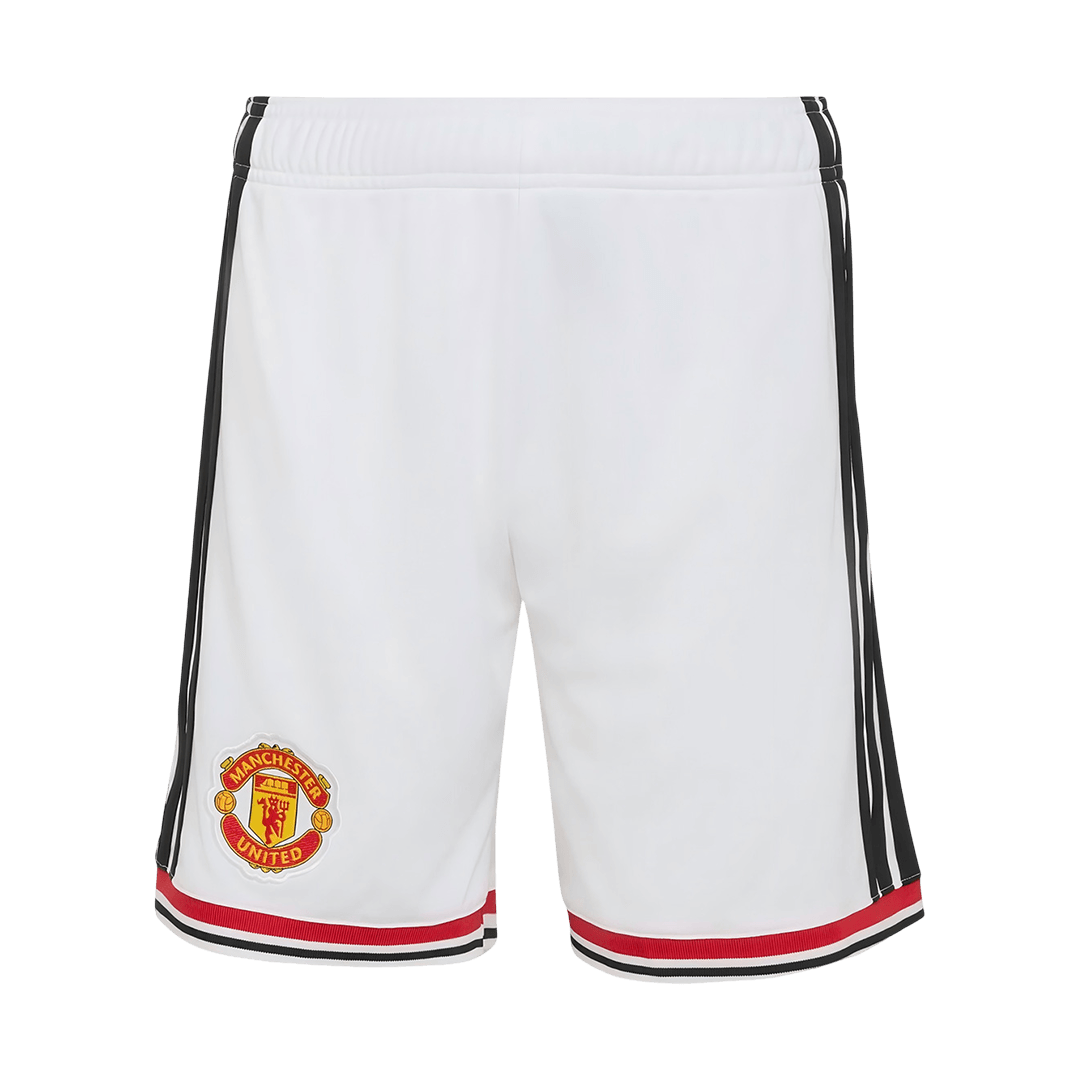 Pantalones cortos de fútbol del Manchester United para la temporada 2026/27, color blanco.