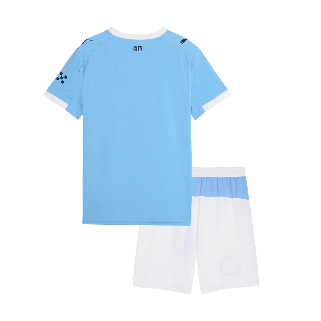 Kit de fútbol local del Manchester City para niño (Kit y pantalón corto) 2025/26, azul
