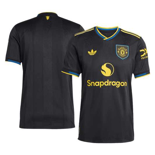 Camiseta de fútbol auténtica de visitante del Manchester United 2025/26, negra