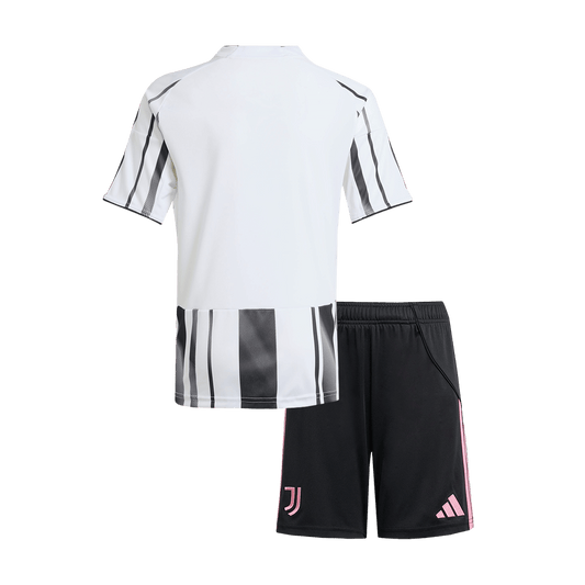 Kit de camiseta de fútbol local de la Juventus para niños (camiseta y pantalón corto) 2025/26, negro y blanco