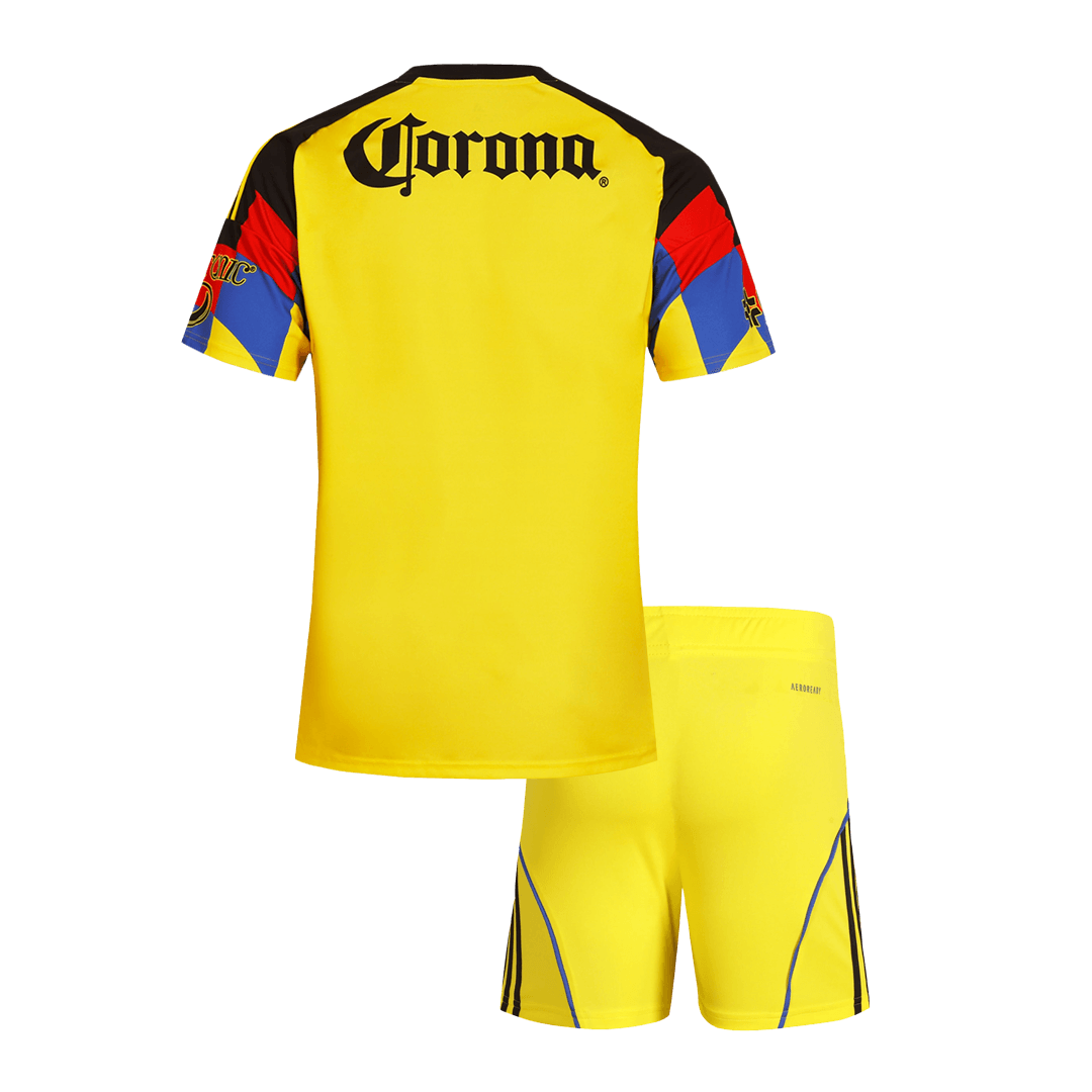 Kit de fútbol local del Club América para niños (camiseta y pantalones cortos) 2025/26, amarilla