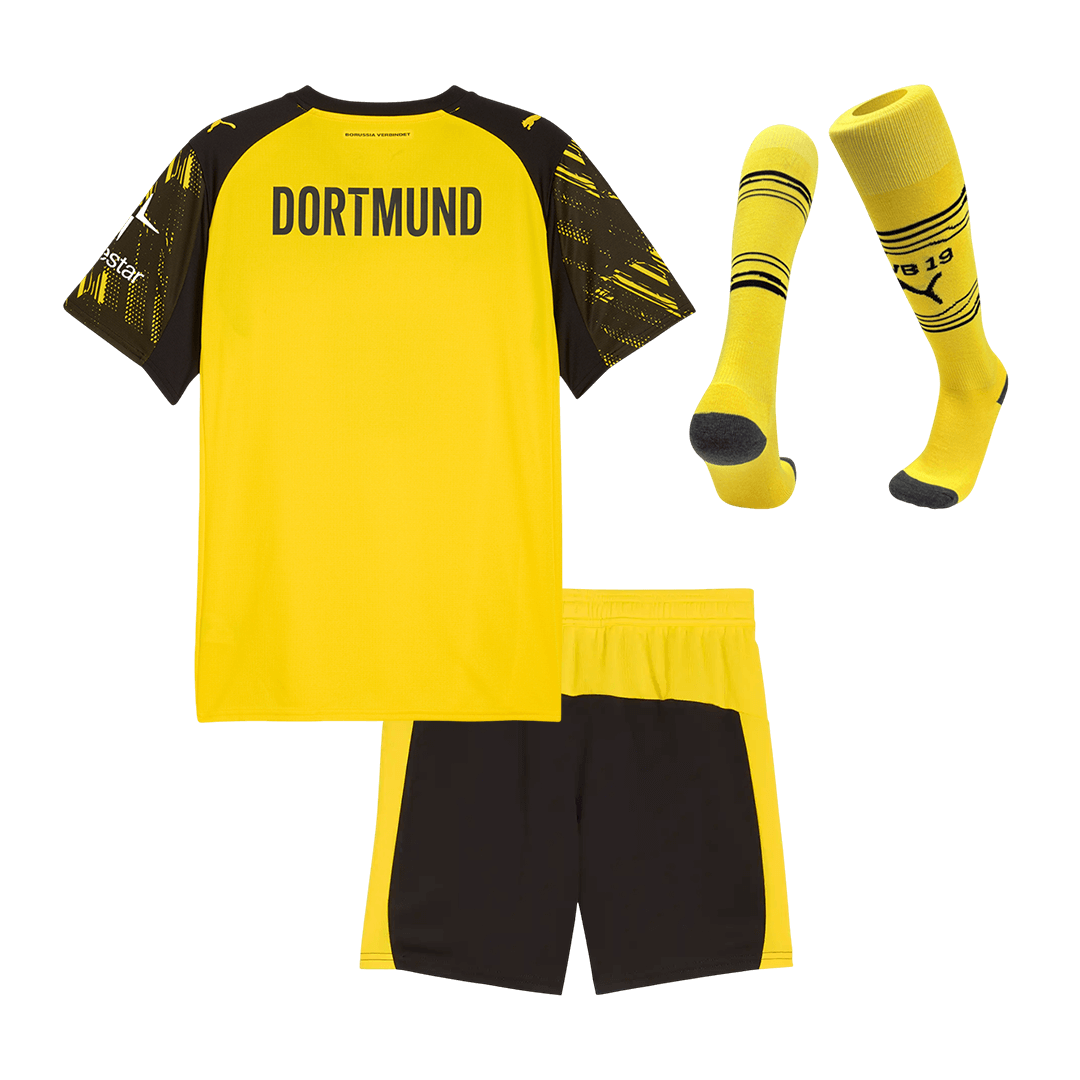 Kit de camiseta de fútbol local del Borussia Dortmund para niños (camiseta, pantalón corto y calcetines) 2025/26