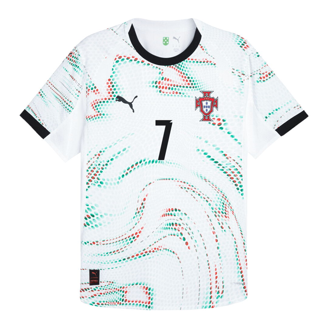 Camiseta de fútbol visitante auténtica de Ronaldo #7 de Portugal 2025, blanca