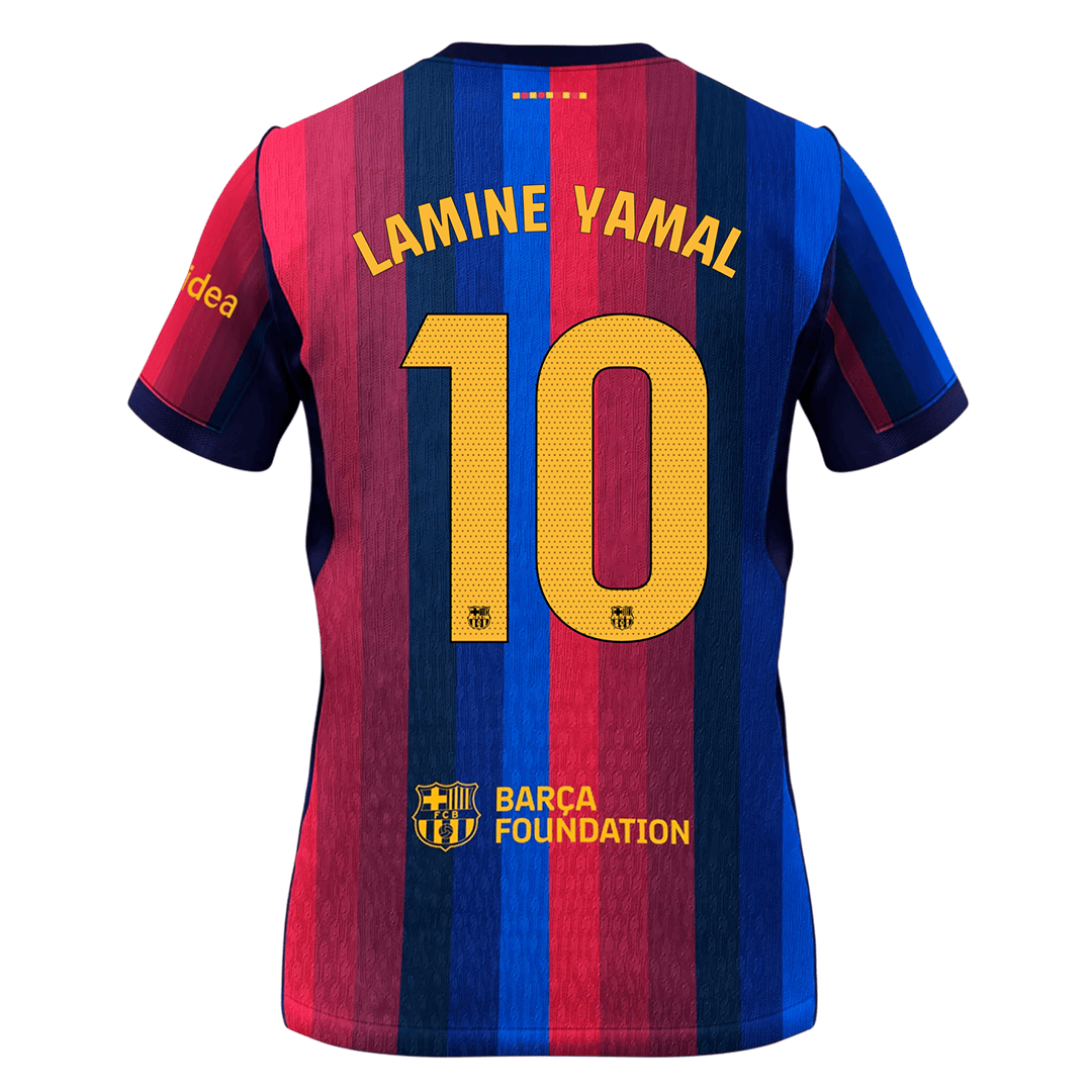 LAMINE YAMAL #10 Camiseta de fútbol de manga corta para hombre, temporada 26/27, Barcelona, local, azul y granate.