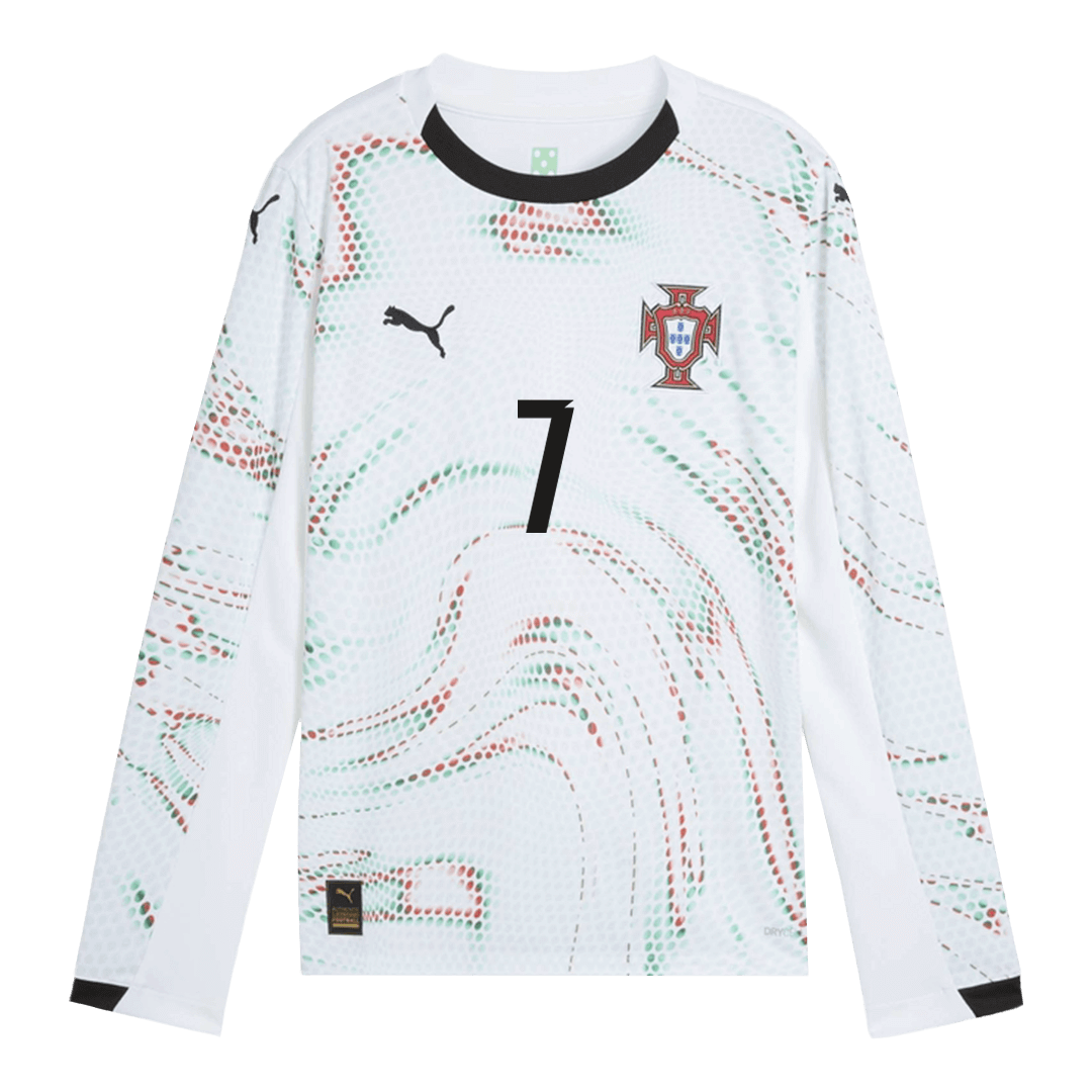 Camiseta de fútbol de manga larga visitante de Portugal RONALDO #7 2025, blanca