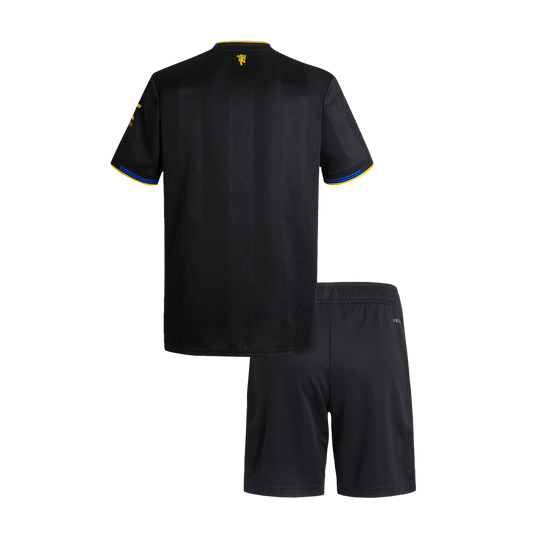 Camiseta de fútbol infantil de visitante del Manchester United (25/26), color negro