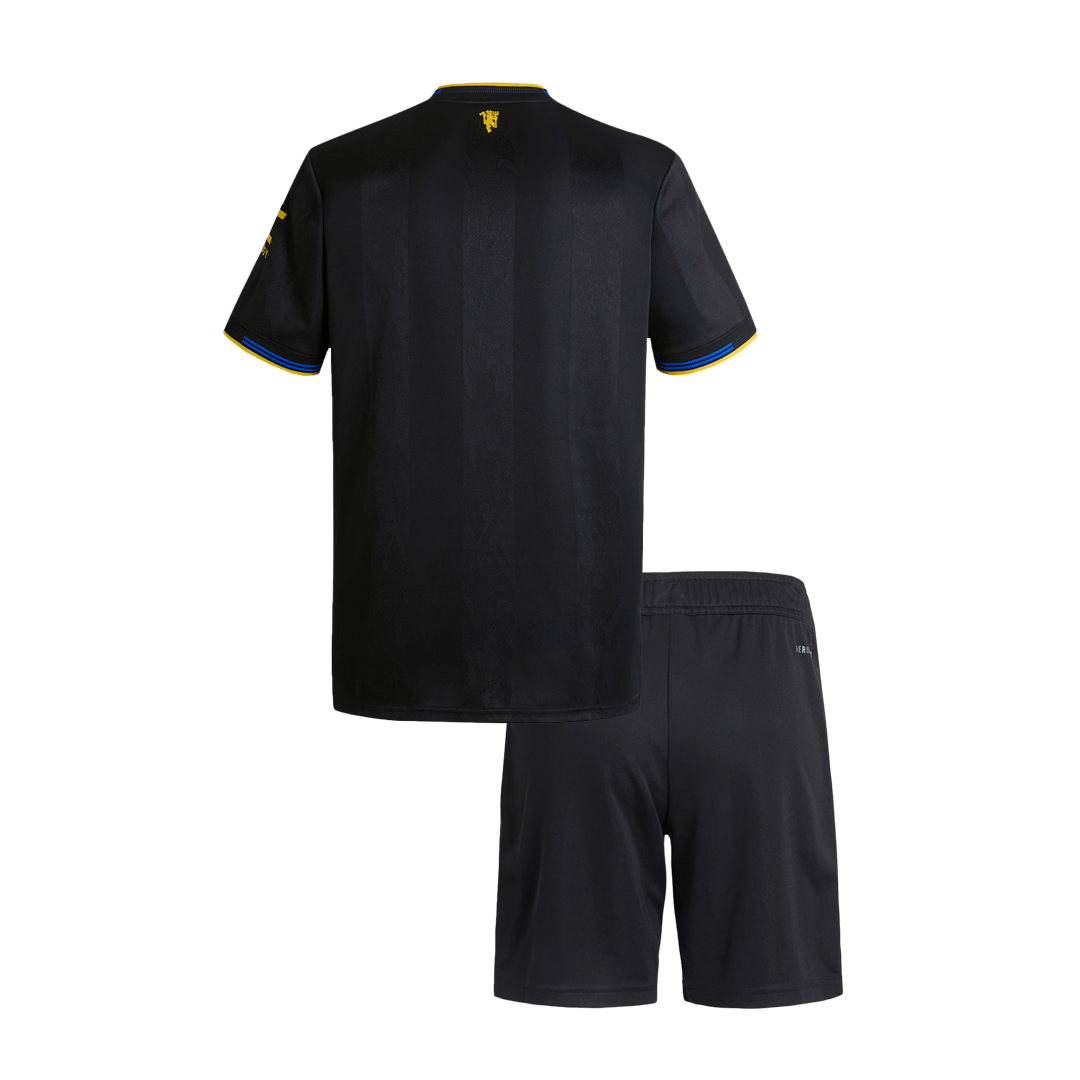 Camiseta de fútbol infantil de visitante del Manchester United (25/26), color negro