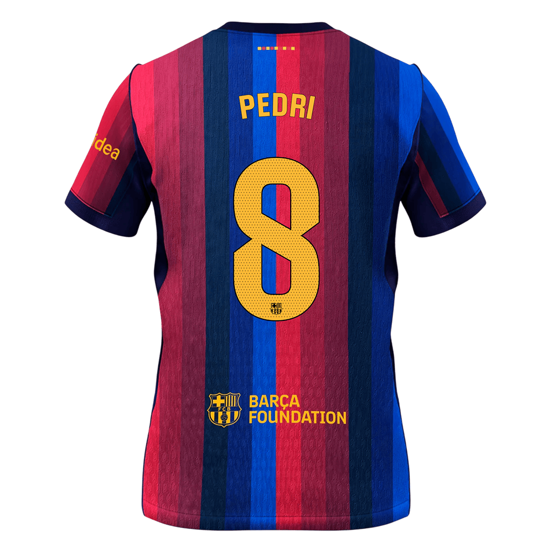 PEDRI #8 Camiseta de fútbol de manga corta azul y granate para hombre, temporada 26/27, del Barcelona, marca Fan.