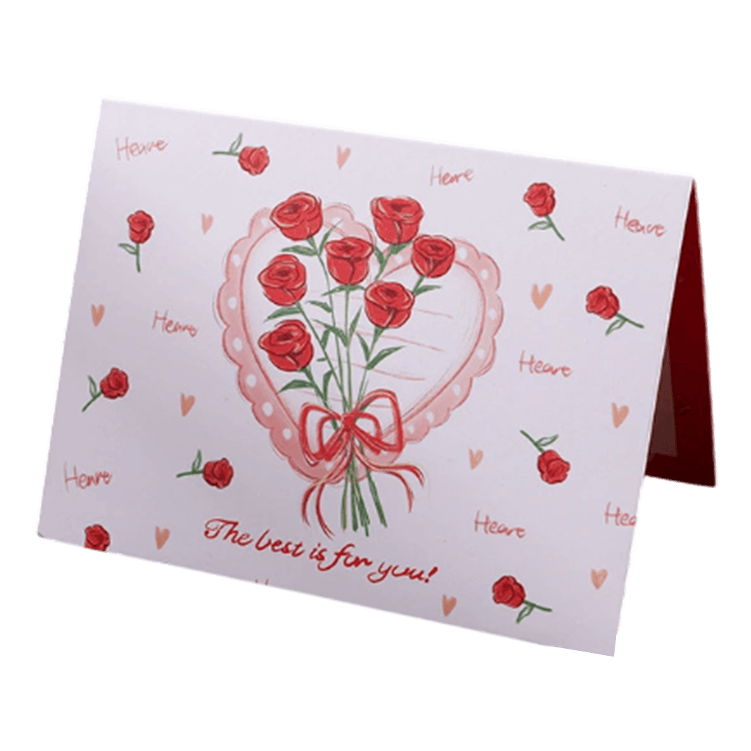 Tarjeta de San Valentín personalizada con corazón de rosa rojo