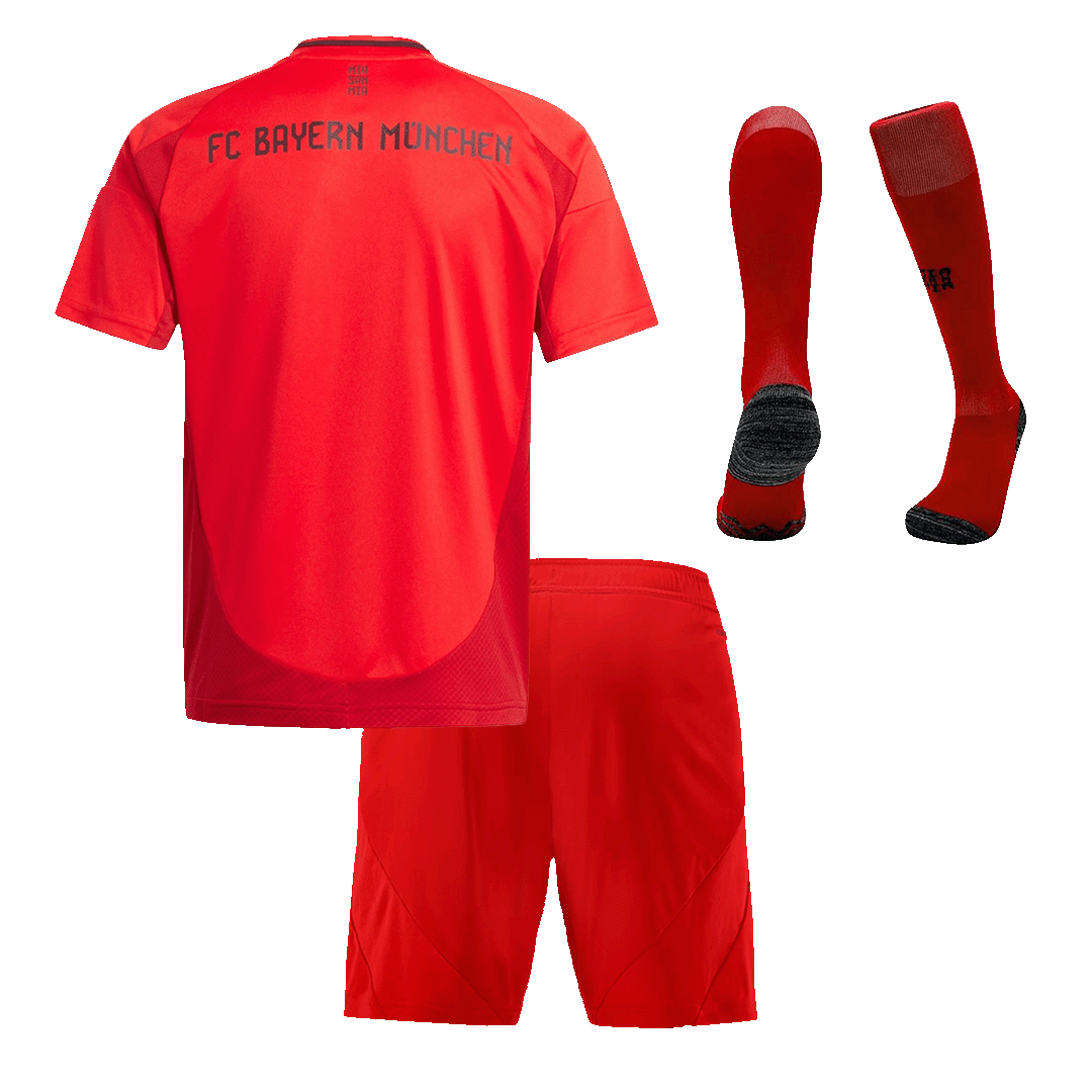 Kit de camiseta de fútbol local del Bayern Múnich para niños (camiseta, pantalones cortos y calcetines) rojo