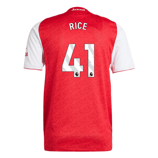 Camiseta de fútbol local auténtica RICE #41 del Arsenal 2025/26, roja