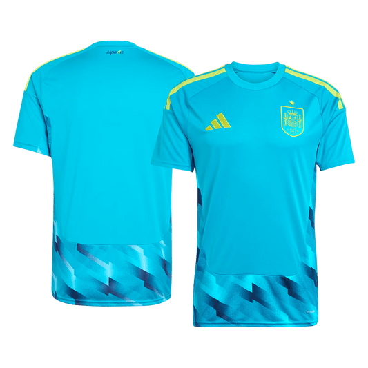 Camiseta de portero de España para el Mundial 2026, color azul.
