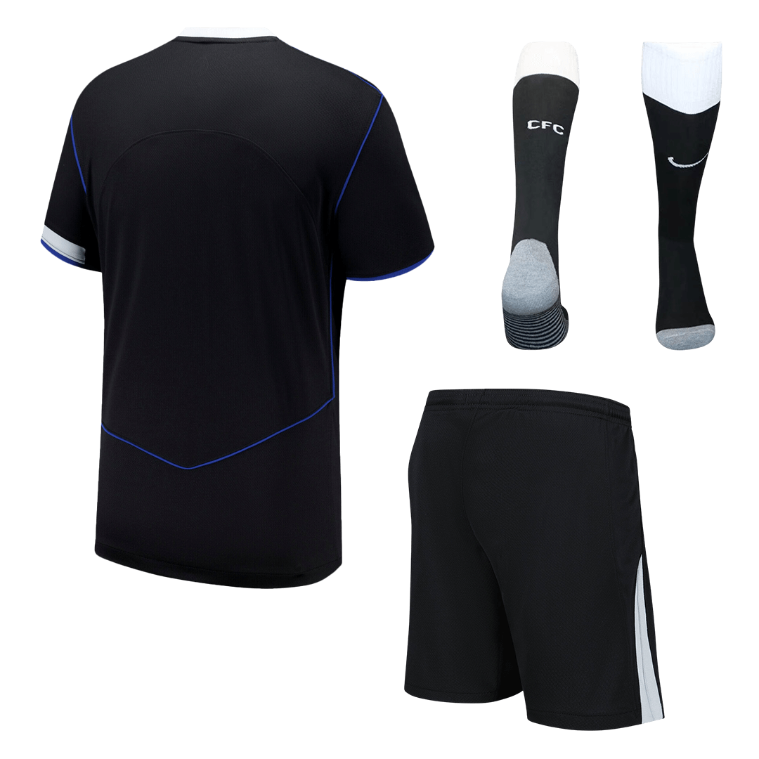 Kit de fútbol visitante del Chelsea (camiseta, pantalones cortos y calcetines) 2025/26