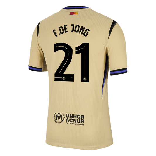 Camiseta de visitante auténtica del Barcelona F.DE JONG #21 2025/26, amarilla - UCL