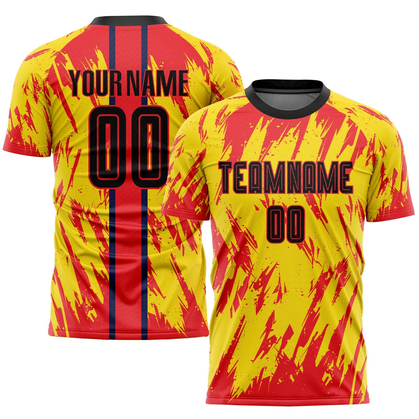 Camiseta de fútbol personalizada con sublimación en dorado, negro y rojo