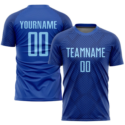 Camiseta de fútbol personalizada de sublimación azul real claro