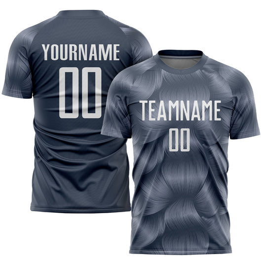Camiseta de fútbol personalizada de sublimación en gris acero y blanco
