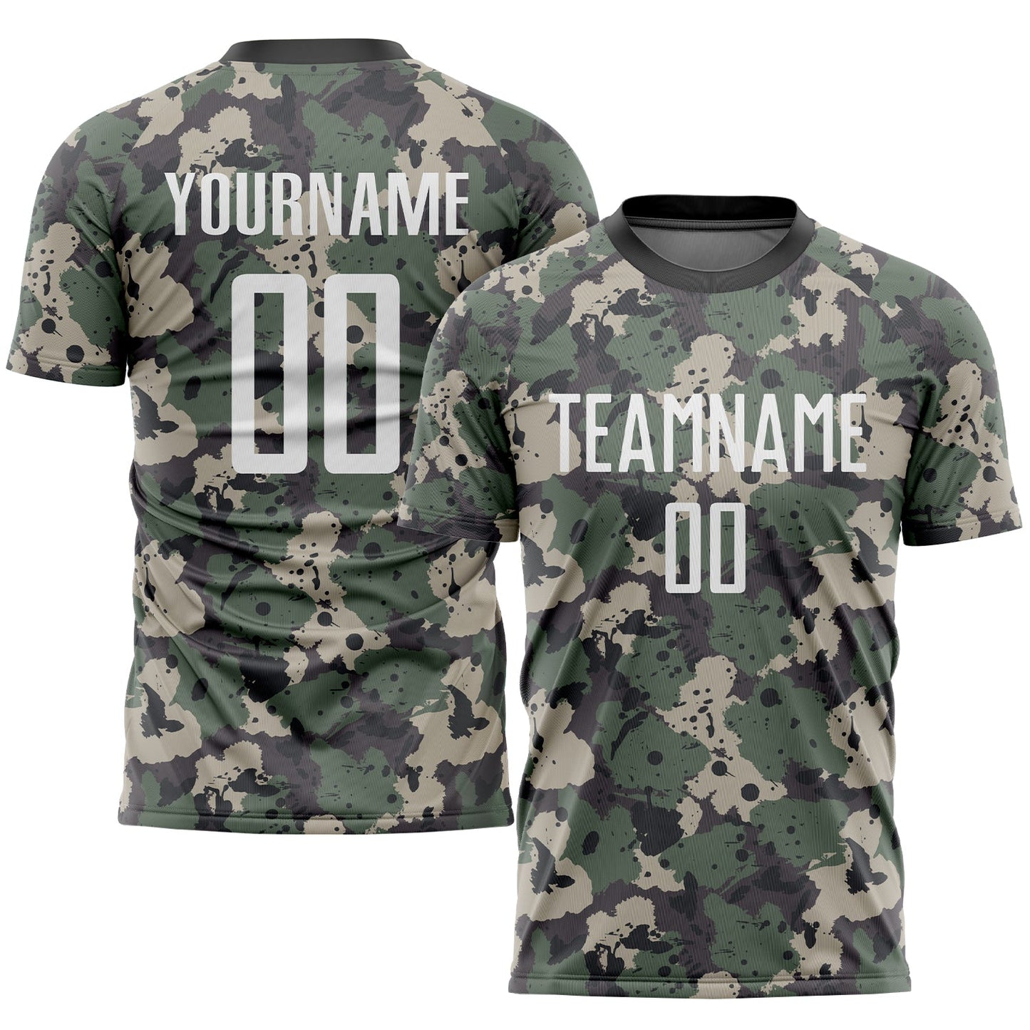 Camiseta de fútbol personalizada de camuflaje blanco y negro con sublimación "Salute to Service"