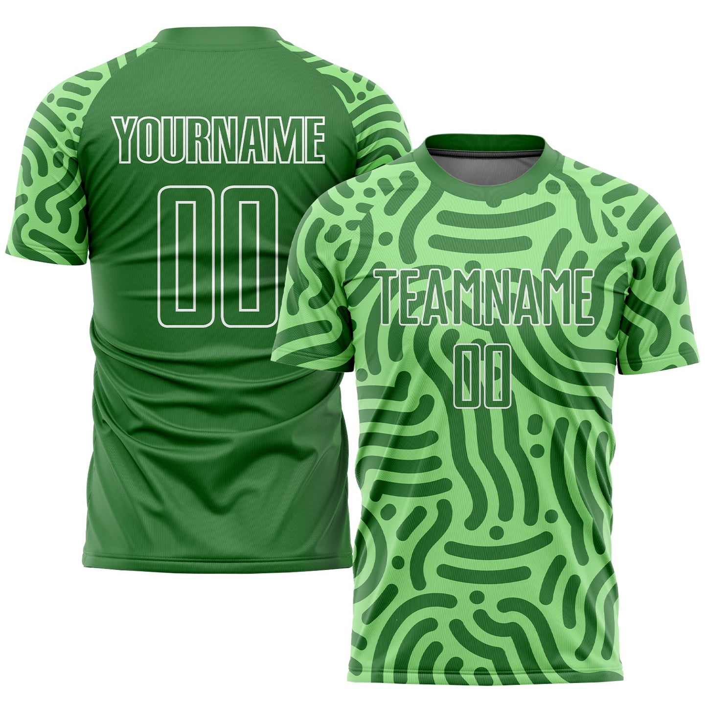Camiseta de fútbol personalizada de sublimación verde neón Kelly Green-White