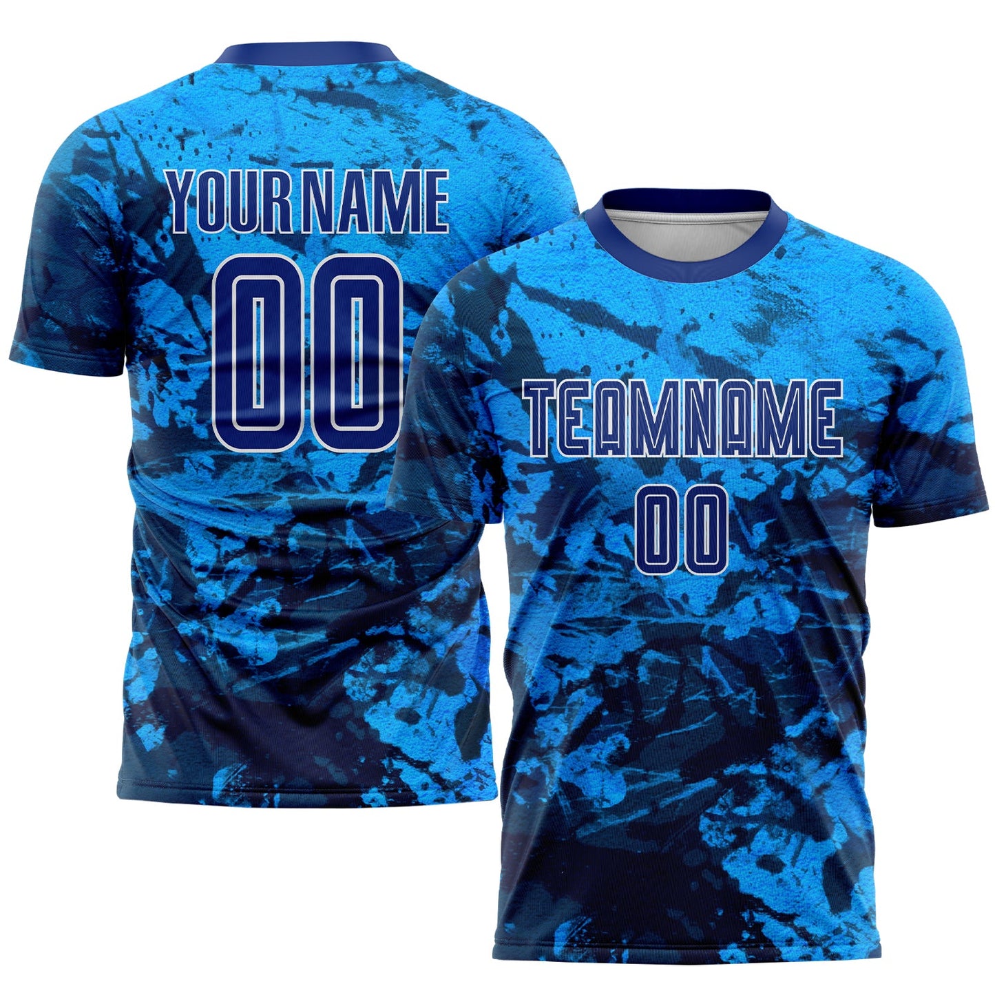 Camiseta de fútbol personalizada con sublimación tie-dye en blanco rey