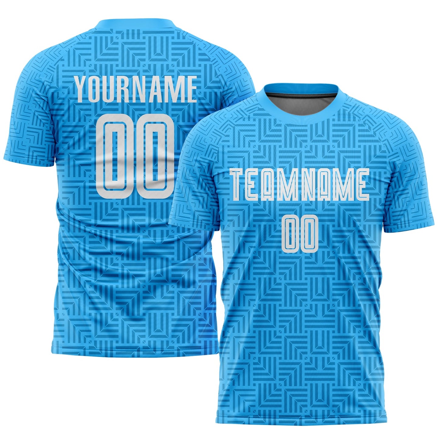 Camiseta de fútbol personalizada de sublimación para local, azul claro y blanco