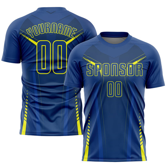 Camiseta de fútbol personalizada de sublimación azul marino y dorada de EE. UU.
