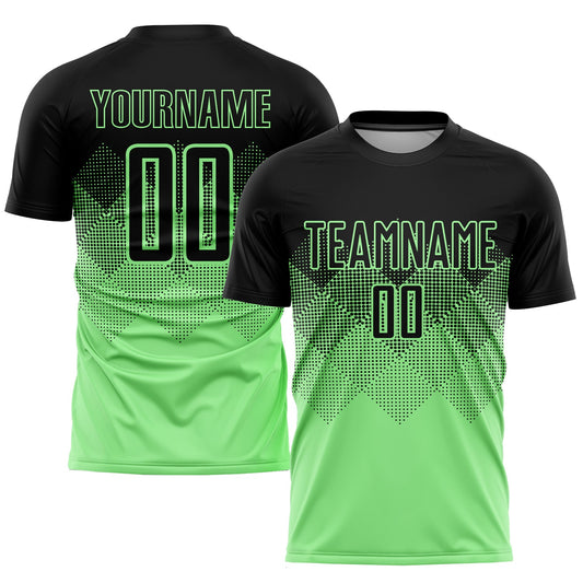 Camiseta de fútbol personalizada de sublimación verde guisante y negra