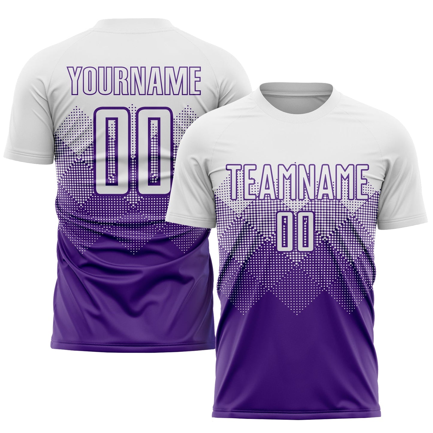 Camiseta de fútbol personalizada con sublimación en morado y blanco