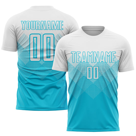 Camiseta de fútbol personalizada de sublimación azul y blanca de Lakes