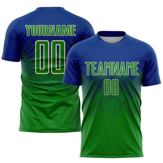 Camiseta de fútbol personalizada Royal Keely verde-crema por sublimación
