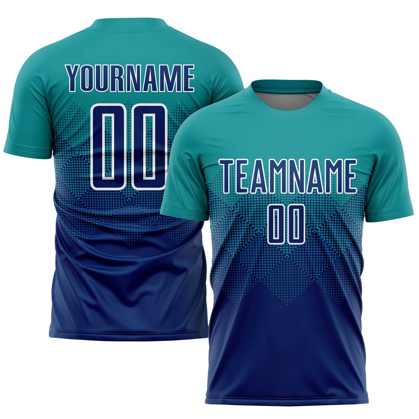 Camiseta de fútbol personalizada de sublimación en azul marino y blanco de EE. UU.
