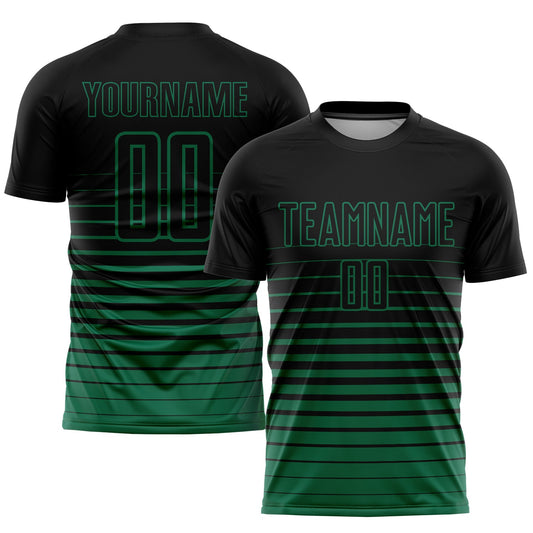 Camiseta de fútbol personalizada de sublimación con raya diplomática verde Kelly negra y degradado
