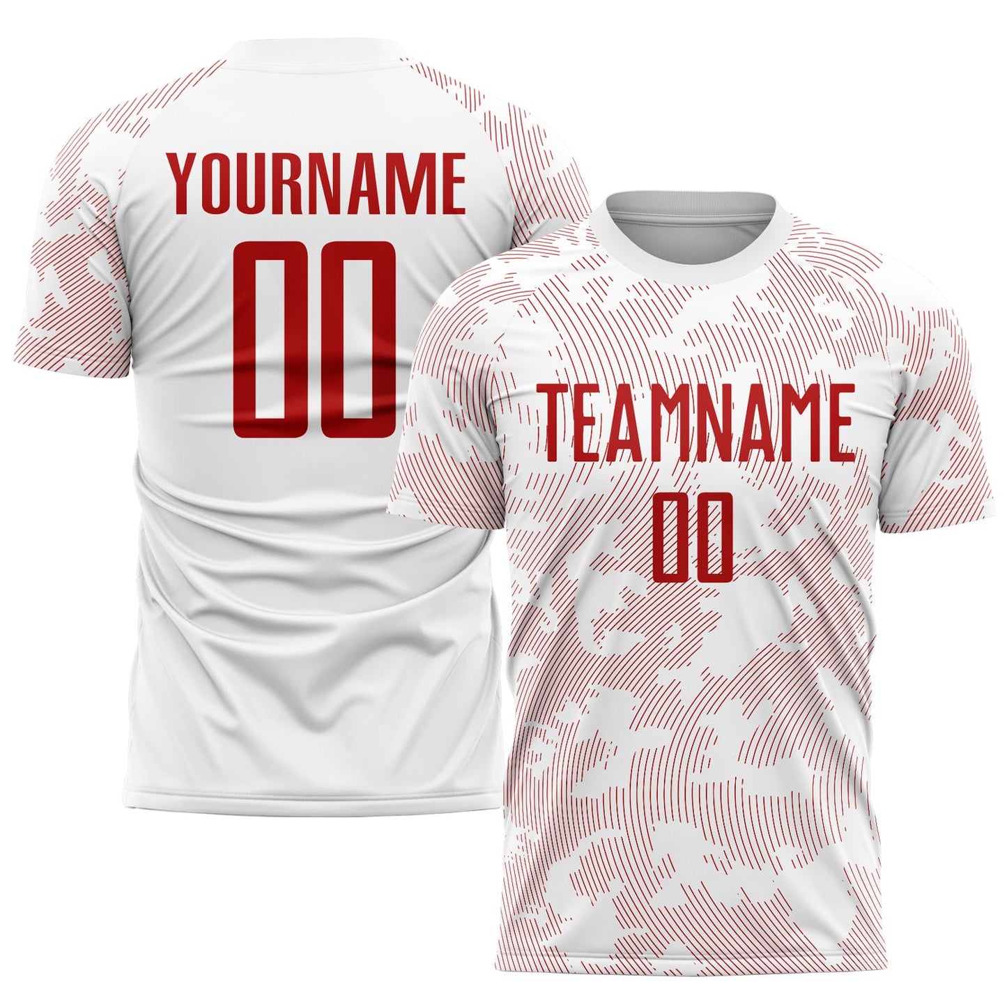 Camiseta de fútbol personalizada con sublimación en blanco y rojo