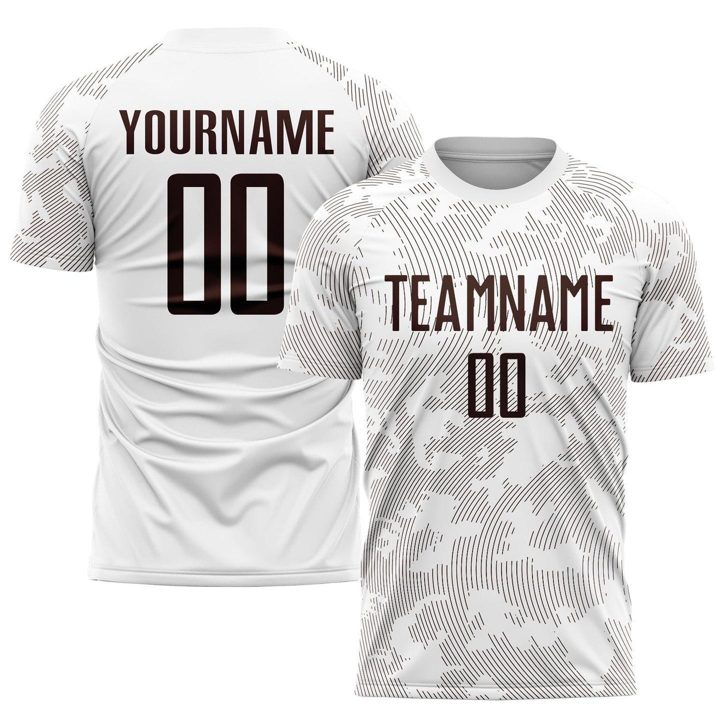 Camiseta de fútbol personalizada con sublimación en blanco y marrón