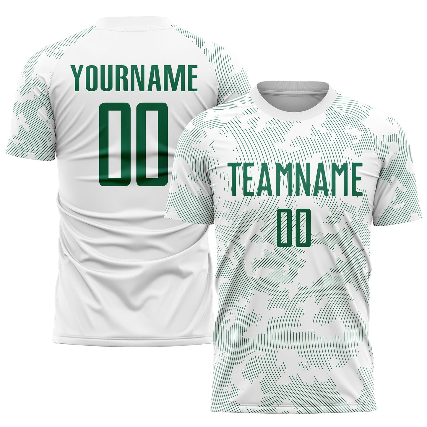 Camiseta de fútbol personalizada de sublimación en blanco y verde Kelly