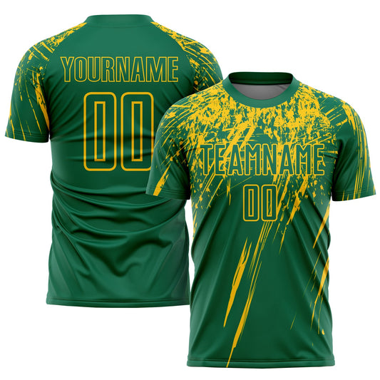 Camiseta de fútbol personalizada Kelly Green Yellow Sublimada