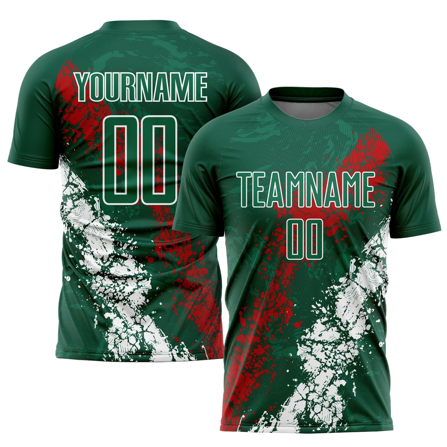 Camiseta de fútbol de México personalizada con sublimación verde, roja y blanca