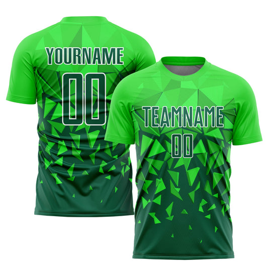 Camiseta de fútbol personalizada de sublimación verde hierba verde-blanca