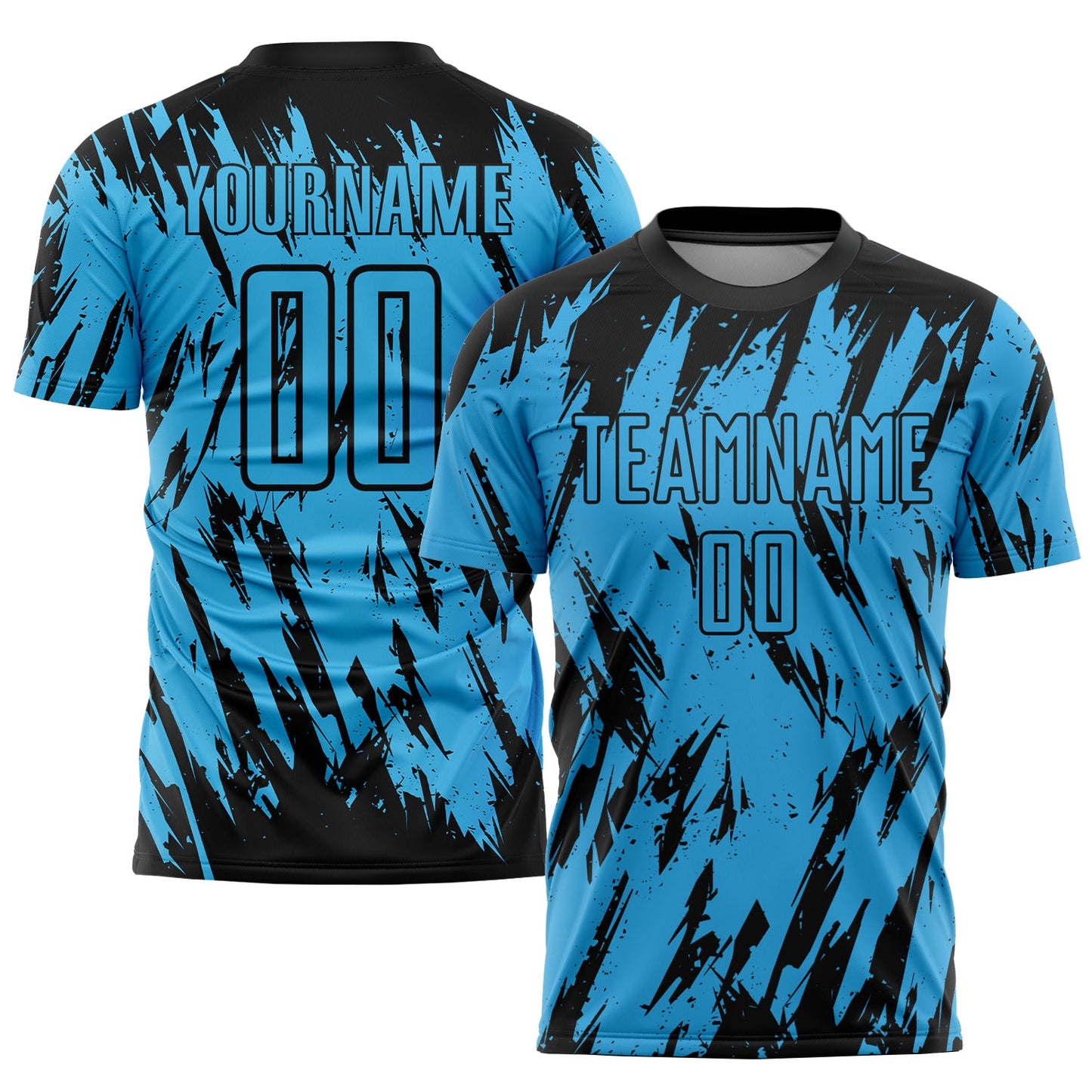 Camiseta de fútbol personalizada de sublimación azul cielo y negro