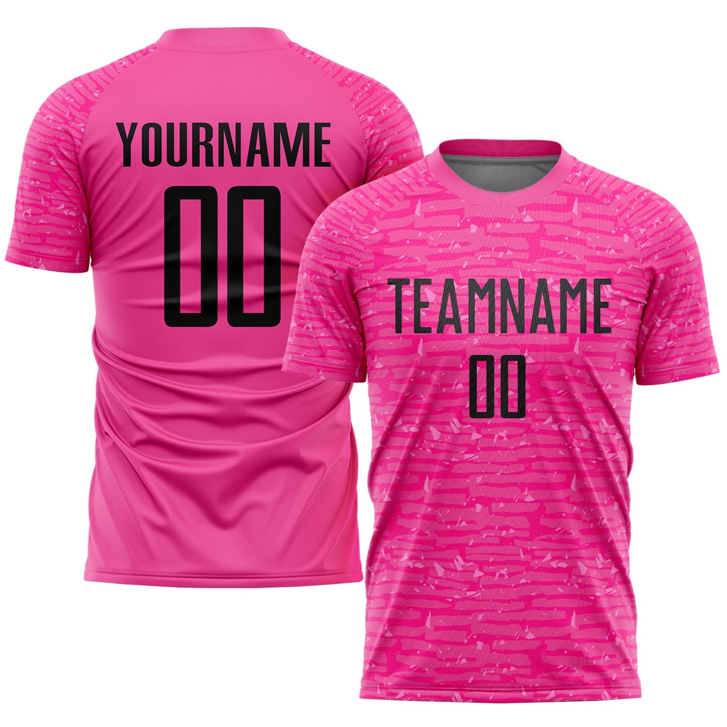Camiseta de fútbol personalizada con sublimación en rosa y negro