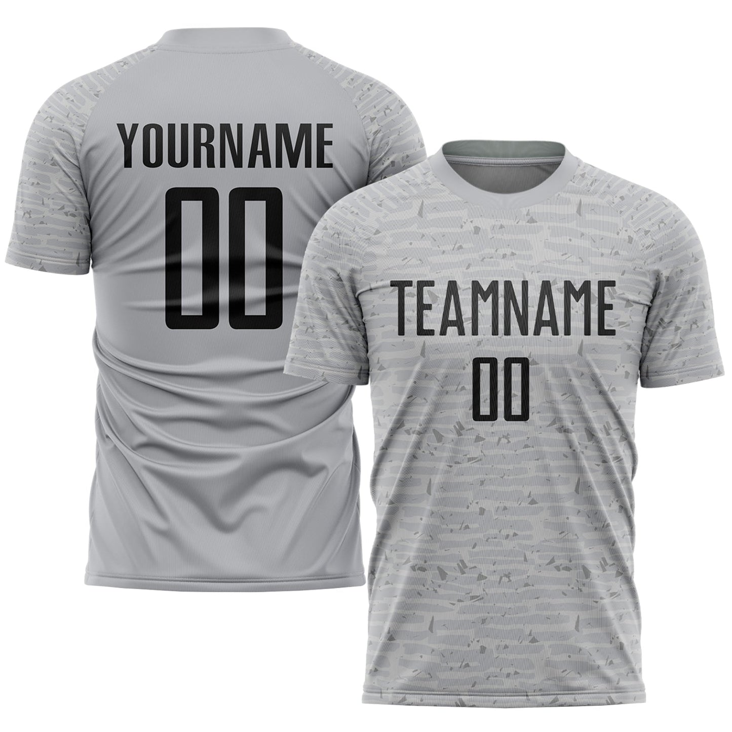 Camiseta de fútbol personalizada con sublimación en gris y negro