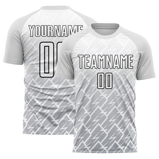 Camiseta de fútbol personalizada con sublimación de Lightning en blanco, gris y negro