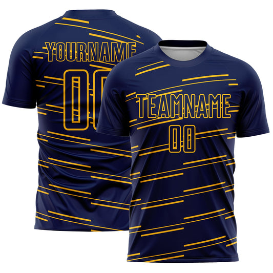 Camiseta de fútbol personalizada con sublimación de líneas amarillas de la Marina